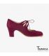 chaussures professionelles de flamenco pour femme - Begoña Cervera - Cordonera Calado daim bordeaux talon classique 