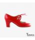 chaussures professionelles de flamenco pour femme - Begoña Cervera - Cordonera Calado cuir rouge talon classique 