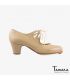 flamenco shoes professional for woman - Begoña Cervera - Cordonera Calado beige leather classic 5cm heel 