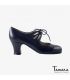 flamenco shoes professional for woman - Begoña Cervera - Cordonera Calado black leather carrete 