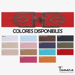 Ceintures andalouses modèle Ceinture cuir avec élastique Design 1 Noir