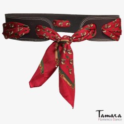 Ceintures andalouses modèle Ceinture cuir avec foulard (7cm) (Choisissez la couleur pour ton foulard) 