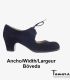 in stock flamenco shoes professionals - Begoña Cervera - Cordonera black suede cubano heel boveda