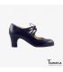flamenco shoes professional for woman - Begoña Cervera - Cordonera Calado black snakeskin classic heel 
