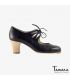 chaussures professionelles de flamenco pour femme - Begoña Cervera - Cordonera Calado cuir noir talon classique bois