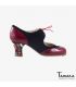 flamenco shoes professional for woman - Begoña Cervera - Cordoneria black suede red snakeskin carrete painted 