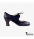 flamenco shoes professional for woman - Begoña Cervera - Cordoneria black suede black ostrich skin carrete dark wood 