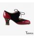 flamenco shoes professional for woman - Begoña Cervera - Cordoneria black suede red patent leather carrete painted 
