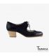 chaussures professionelles de flamenco pour femme - Begoña Cervera - Cordoneria daim et peau de serpent noir talon cubano bois 