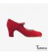chaussures professionelles de flamenco pour femme - Begoña Cervera - Correa daim rouge talon classique 