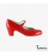 chaussures professionelles de flamenco pour femme - Begoña Cervera - Salon Correa cuir rouge talon classique 5 cm 
