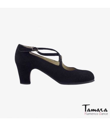 zapatos de flamenco profesionales personalizables - Begoña Cervera - Cruzado negro ante tacon clasico 