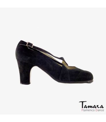 zapatos de flamenco profesionales personalizables - Begoña Cervera - Cruzado II ante negro tacon clasico 7cm 