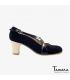 zapatos de flamenco profesionales personalizables - Begoña Cervera - Cruzado II ante y charol negro tacon clasico madera 