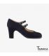 chaussures professionelles de flamenco pour femme - Begoña Cervera - 2 Correas daim noir talon classique 7cm 