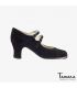 chaussures professionelles de flamenco pour femme - Begoña Cervera - 2 Correas daim noir talon carrete 