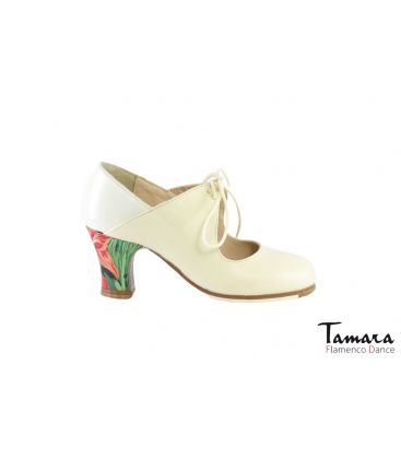 flamenco shoes professional for woman - Begoña Cervera - Arty leather and patent leather chino carrete painted heel 
