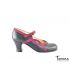 zapatos de flamenco profesionales personalizables - Begoña Cervera - Arco I piel gris ante fucsia carrete 