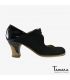 flamenco shoes professional for woman - Begoña Cervera - Arty black suede and patent leather carrete painted 