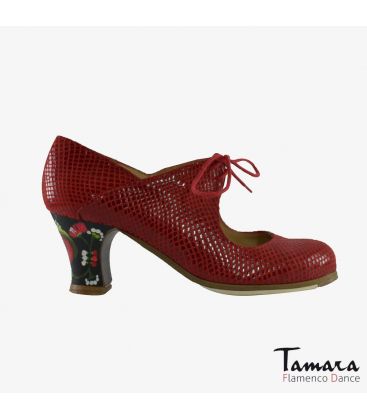 flamenco shoes professional for woman - Begoña Cervera - Arty red snakeskin carrete painted 