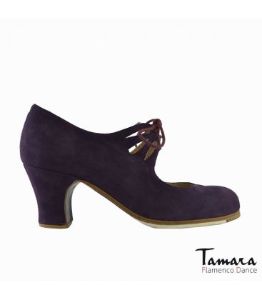chaussures professionelles de flamenco pour femme - Begoña Cervera - Cordonera Calado daim violet carrete 