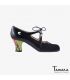 flamenco shoes professional for woman - Begoña Cervera - Dulce black suede and patent leather carrete painted
