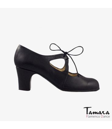 flamenco shoes professional for woman - Begoña Cervera - Dulce black leather classic heel 