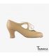 flamenco shoes professional for woman - Begoña Cervera - Dulce beige leather carrete