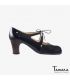 flamenco shoes professional for woman - Begoña Cervera - Dulce black suede and patent leather carrete dark wood 
