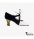 chaussures professionelles de flamenco pour femme - Begoña Cervera - Dulce daim noir et peau de serpent blanc carrete peint