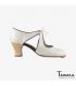 flamenco shoes professional for woman - Begoña Cervera - Escote white leather carrete madera