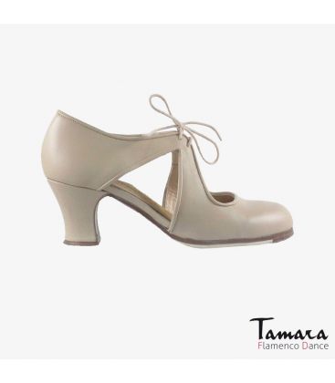 zapatos de flamenco profesionales personalizables - Begoña Cervera - Escote chino piel carrete 
