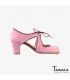 zapatos de flamenco profesionales personalizables - Begoña Cervera - Escote ante rosa tacon clasico 