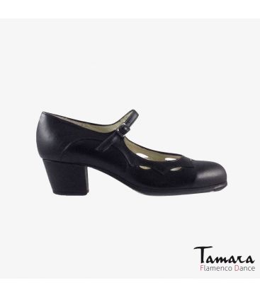 zapatos de flamenco profesionales personalizables - Begoña Cervera - Estrella piel negro tacon cubano