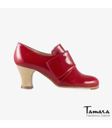flamenco shoes professional for woman - Begoña Cervera - Goya red patent leather carrete wood 
