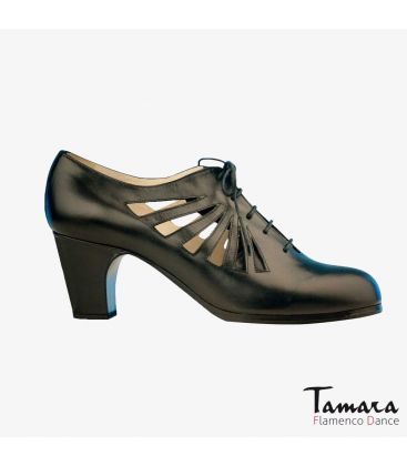 chaussures professionelles de flamenco pour femme - Begoña Cervera - Ingles Calado cuir noir talon classique 
