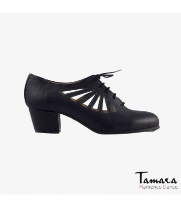 flamenco shoes professional for woman - Begoña Cervera - Ingles Calado black leather cubano heel 