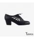 chaussures professionelles de flamenco pour femme - Begoña Cervera - Ingles Calado cuir noir talon cubano 