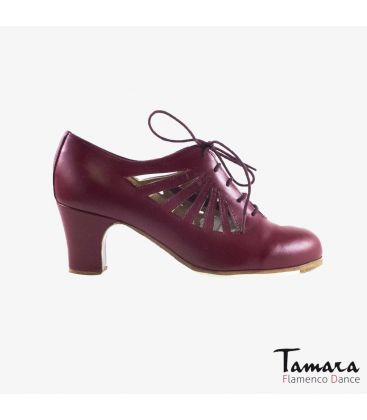 flamenco shoes professional for woman - Begoña Cervera - Ingles Calado bordeaux leather classic heel 