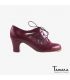 chaussures professionelles de flamenco pour femme - Begoña Cervera - Ingles Calado cuir bordeaux talon classique 