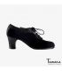 chaussures professionelles de flamenco pour femme - Begoña Cervera - Ingles Coco daim et peau d'alligator noir talon classique 