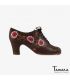 chaussures professionelles de flamenco pour femme - Begoña Cervera - Ingles Bordado (broderie) daim noir talon classique 