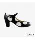 zapatos de flamenco profesionales personalizables - Begoña Cervera - Lunares piel negro y blanco tacon clasico 