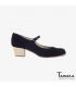 flamenco shoes professional for woman - Begoña Cervera - Salon Correa black suede cubano wood heel 