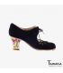 chaussures professionelles de flamenco pour femme - Begoña Cervera - Petalos daim noir talon carrete peint
