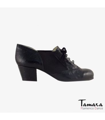 zapatos de flamenco para hombre - Begoña Cervera - Picado Hombre piel de avestruz negro 