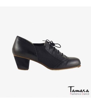 in stock flamenco shoes professionals - Begoña Cervera - Picado Woman black leather cubano heel 