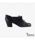 in stock flamenco shoes professionals - Begoña Cervera - Picado Woman black ostrich leather cubano heel 