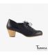 chaussures professionnels en stock - Begoña Cervera - Picado (unisex) cuir noir talon cubano bois