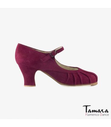 flamenco shoes professional for woman - Begoña Cervera - Plisado bordeaux suede carrte 